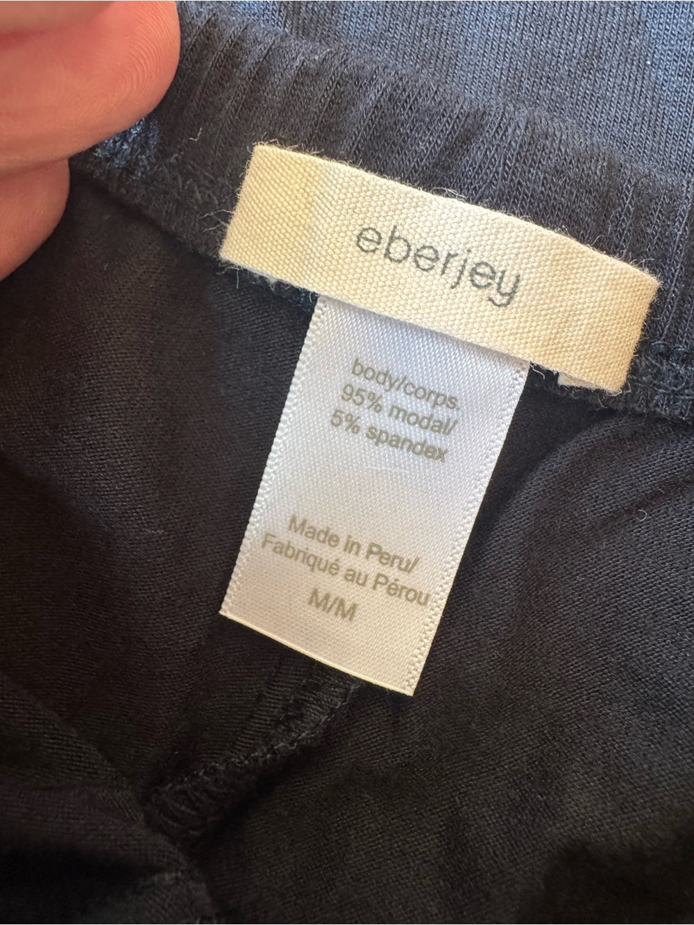 Eberjey Gisele Modal Pajama Set Black/Ivory Short Sleeve Crop Pants Size M EUC - Picture 3 of 8